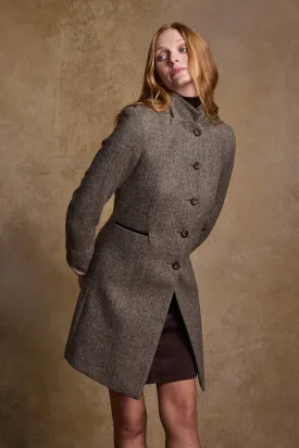 Isabella Tweed Coat - Light Tan Herringbone