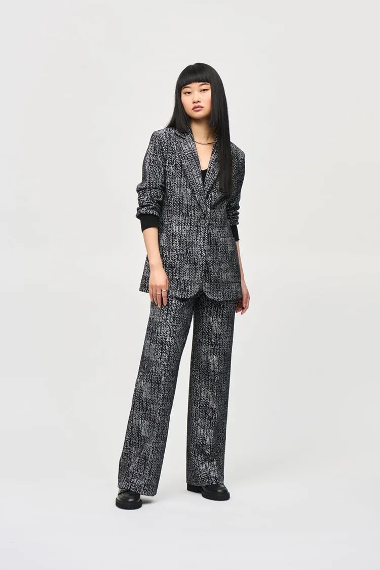 Joseph Ribkoff Tweed Knit Wide-Leg Pull-On Pants