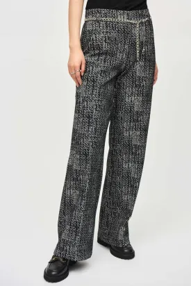 Joseph Ribkoff Tweed Knit Wide-Leg Pull-On Pants