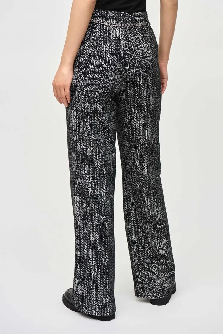 Joseph Ribkoff Tweed Knit Wide-Leg Pull-On Pants