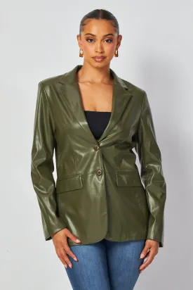 Martina Faux Leather PU Blazer Jacket