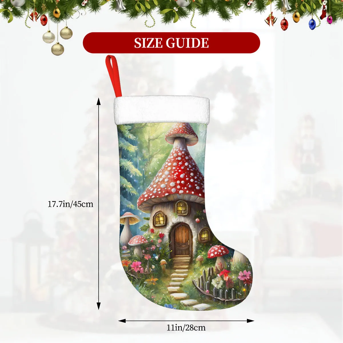 Mushroom Cottage Christmas stockings