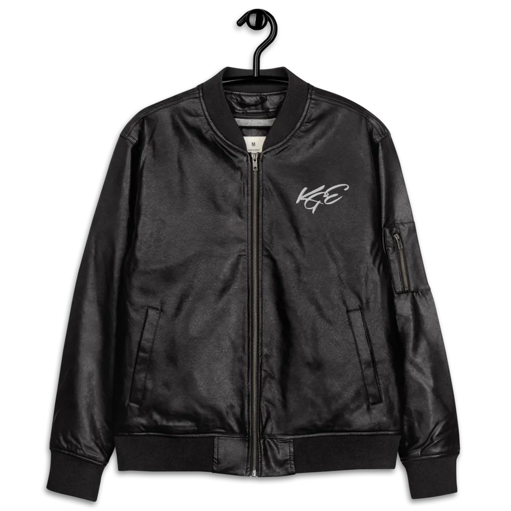 (NEW) KGE Faux-Leather Bomber Jacket