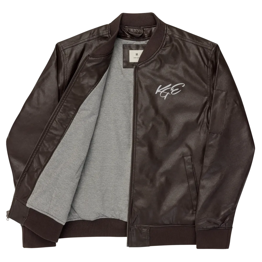 (NEW) KGE Faux-Leather Bomber Jacket