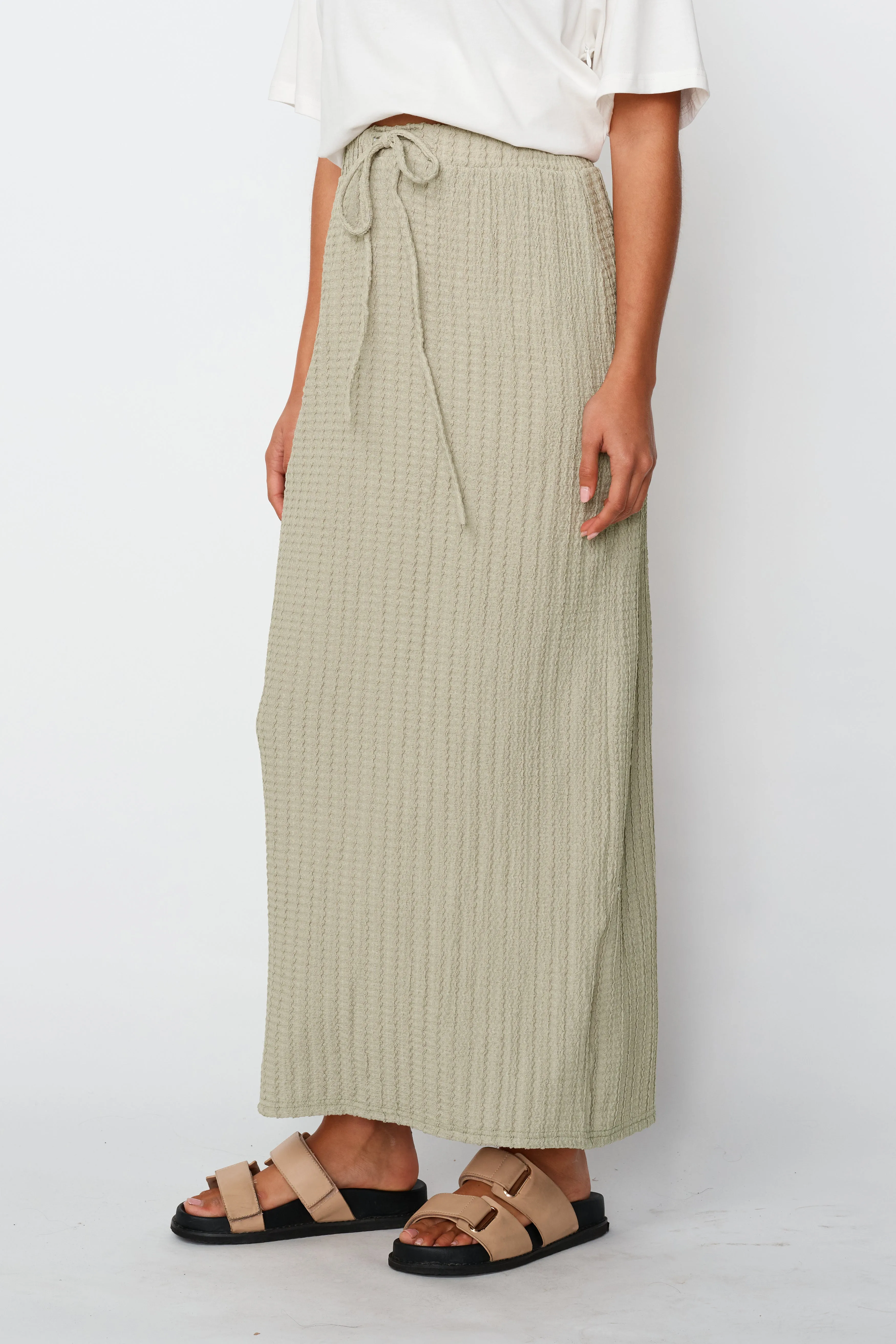 Noah Textured Midi Skirt - Sage