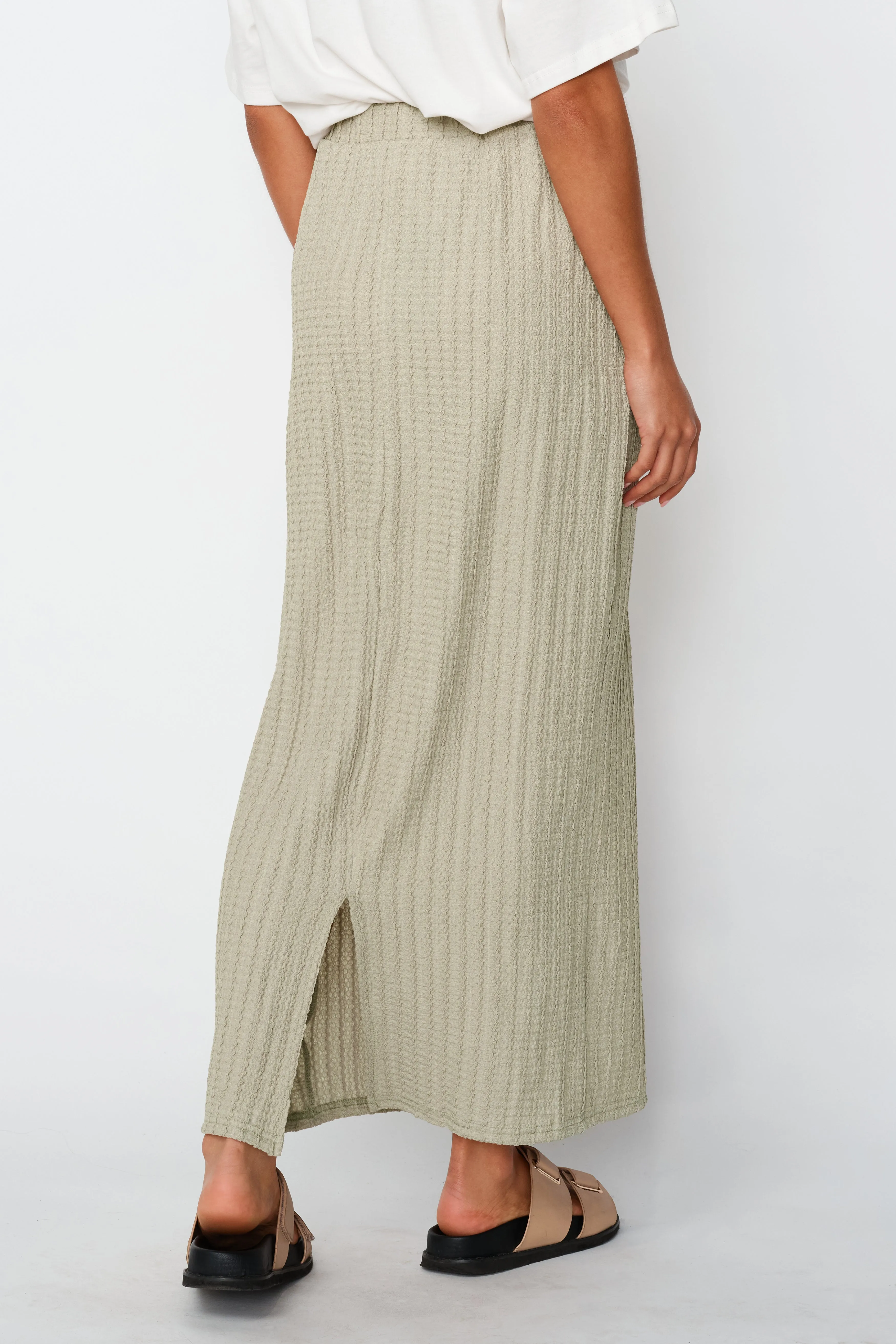 Noah Textured Midi Skirt - Sage