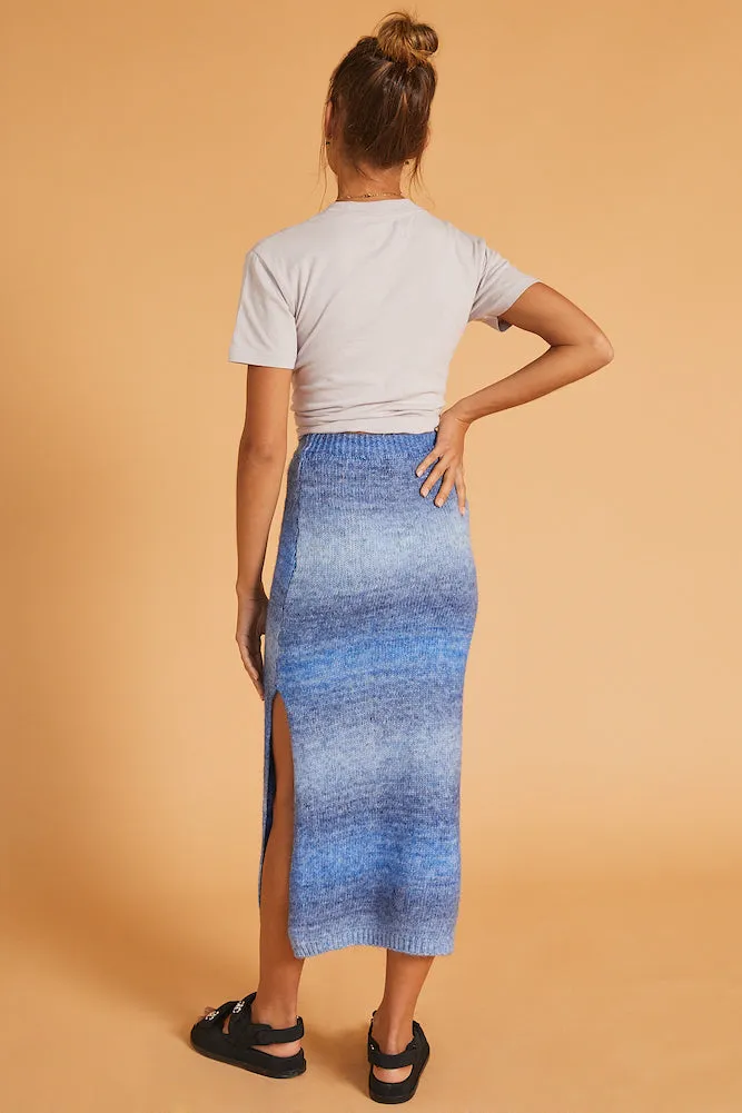 On My Mind Knit Midi Skirt Blue