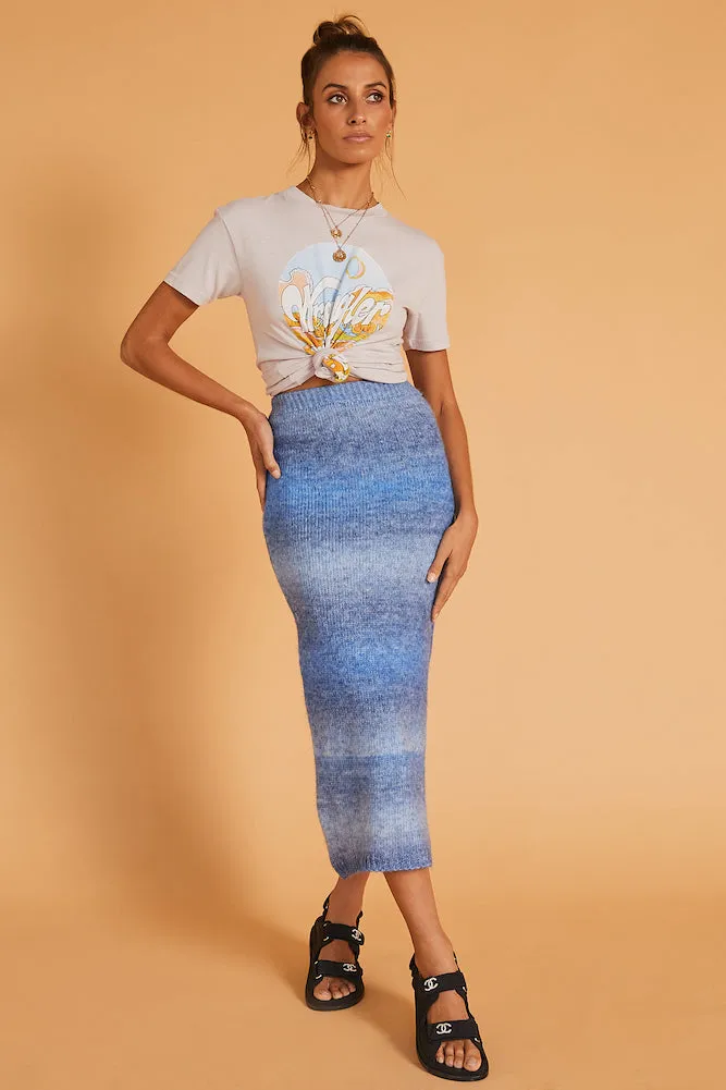 On My Mind Knit Midi Skirt Blue