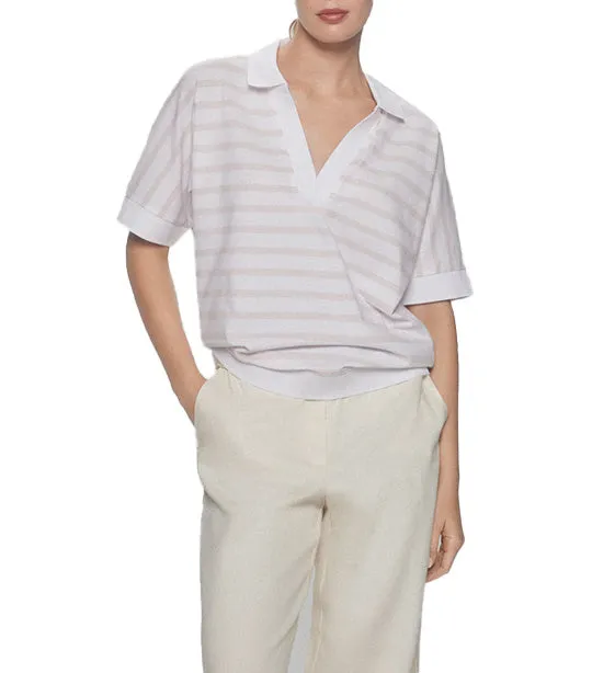 Oversize Striped Polo Shirt Pink