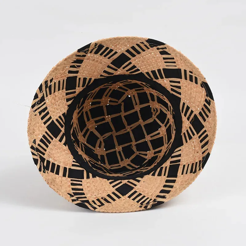 Plaid Straw Summer Kentucky Bucket Hat