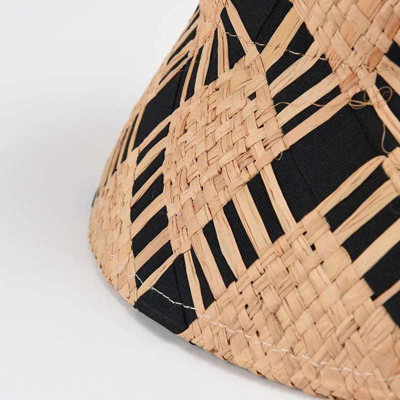 Plaid Straw Summer Kentucky Bucket Hat