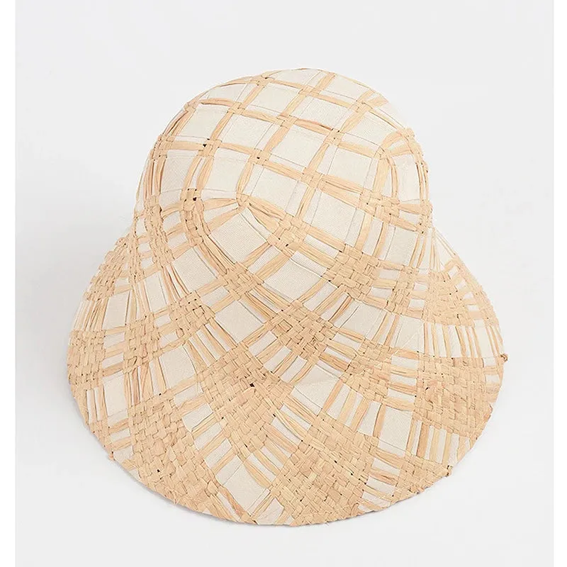 Plaid Straw Summer Kentucky Bucket Hat