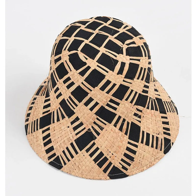 Plaid Straw Summer Kentucky Bucket Hat