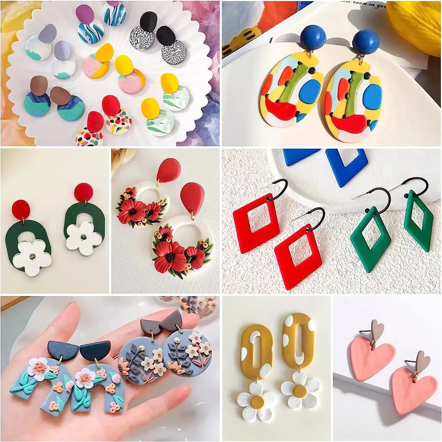 Polymer Clay Earring DIY Jewellery Making Kit Stainless Steel Cutters Moulds Tools Findings