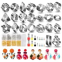 Polymer Clay Earring DIY Jewellery Making Kit Stainless Steel Cutters Moulds Tools Findings