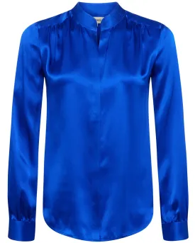 Pop Cobalt Bianca Band Collar Blouse