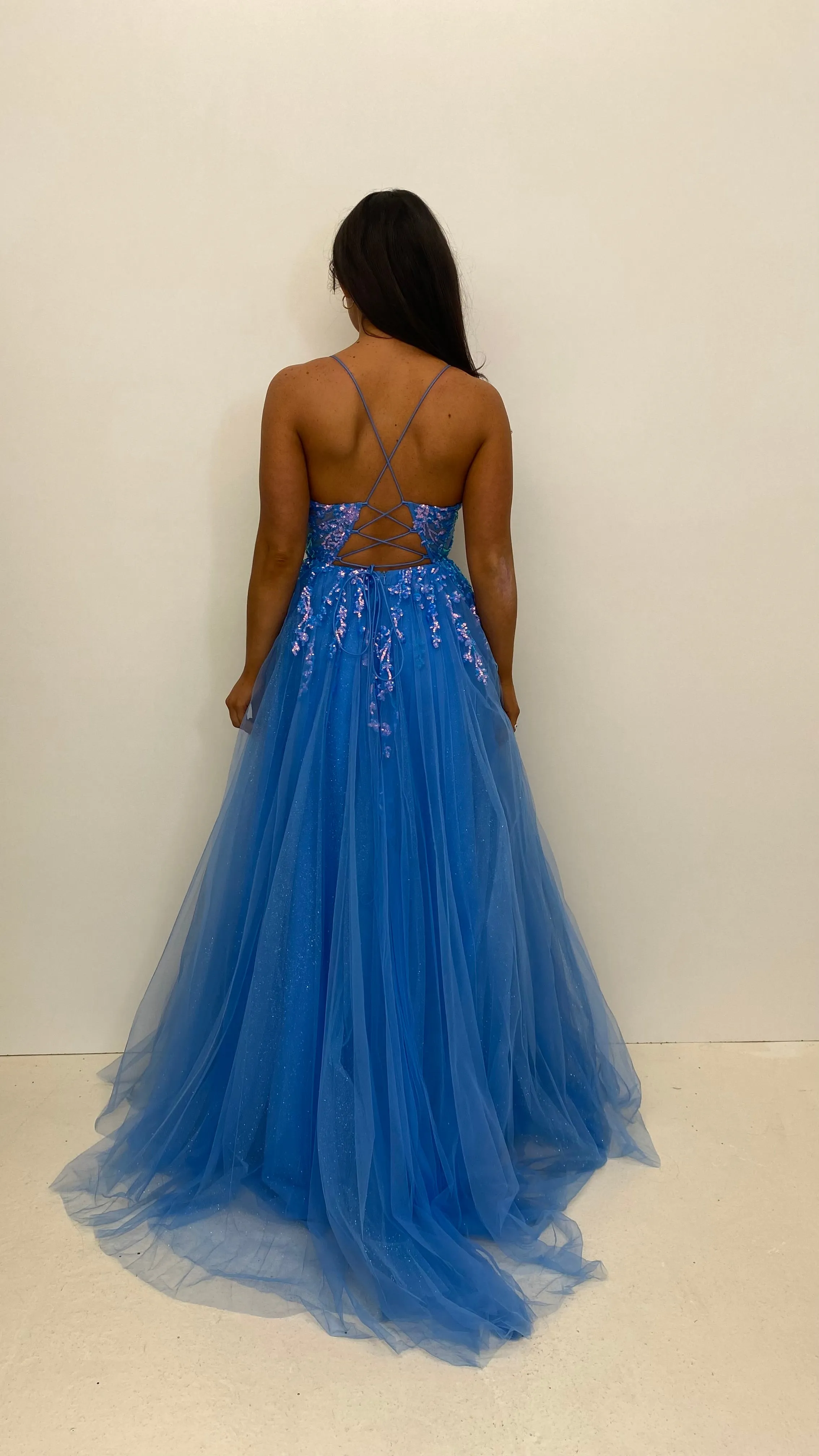 Powder Blue Sparkle Corset Ball Gown