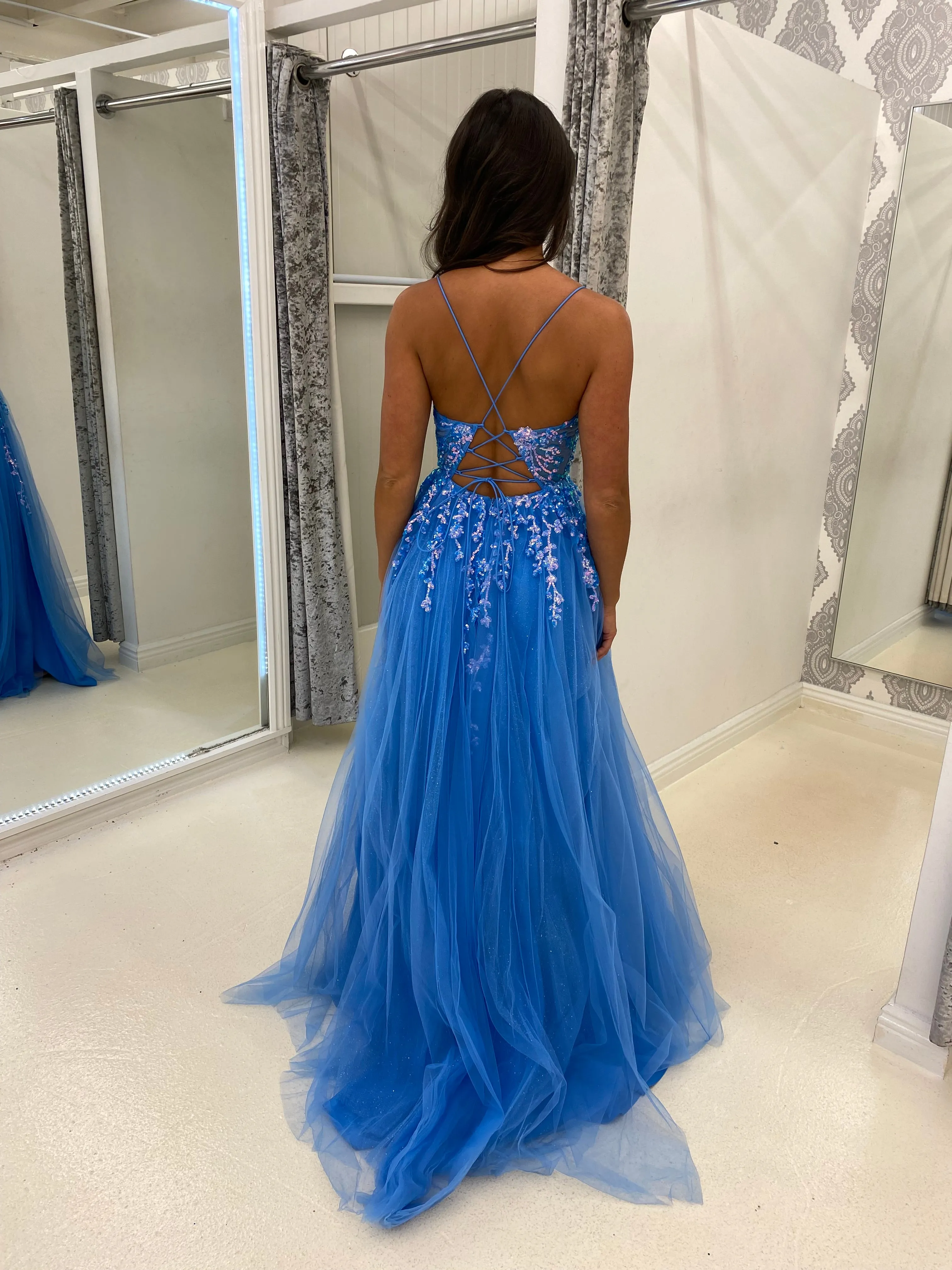 Powder Blue Sparkle Corset Ball Gown