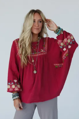 Quinnlan Embroidered Tunic - Red