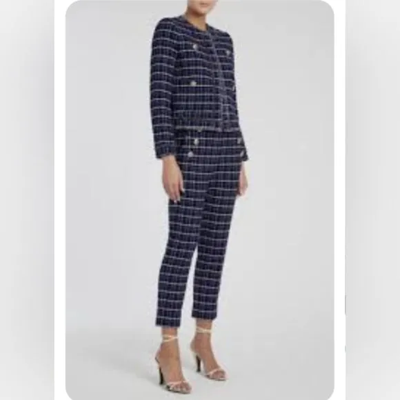 Rebecca Vallance Tweed Boucle Tailored Pants