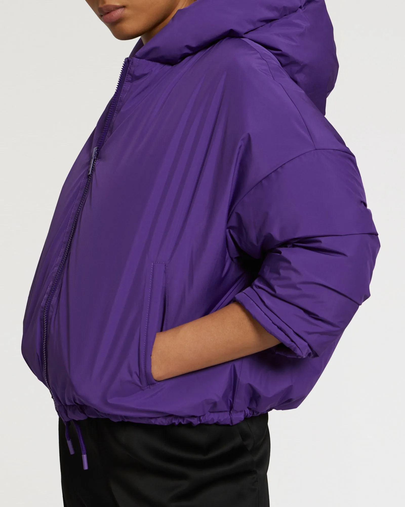 Reversible oversized down jacket waterproof technical fabric