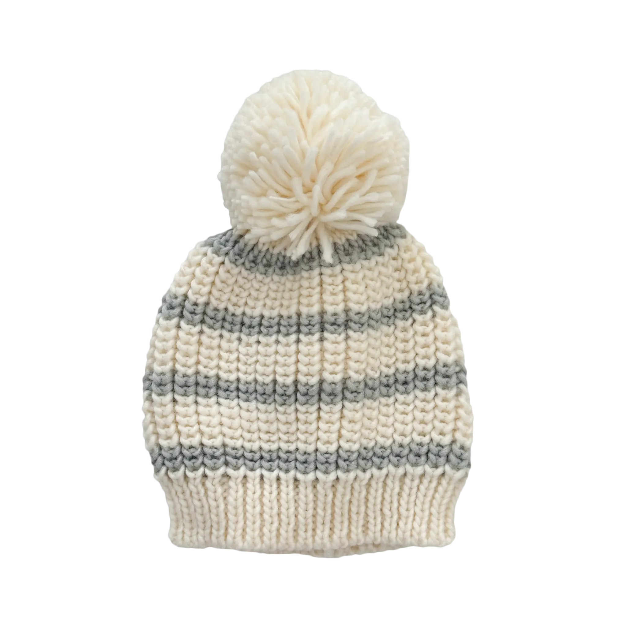 Rib Knit Bowie Grey Stripe Hat by Blueberry Hill