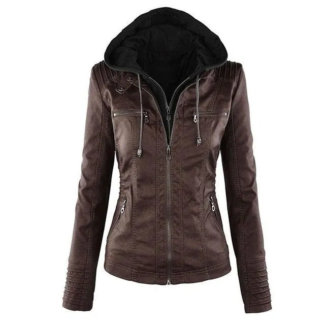 Shenandoah Womens Real Leather Hooded Jacket