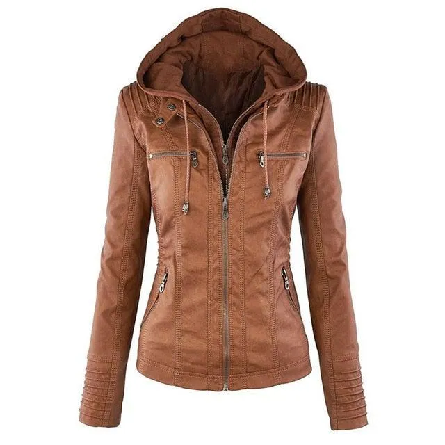 Shenandoah Womens Real Leather Hooded Jacket