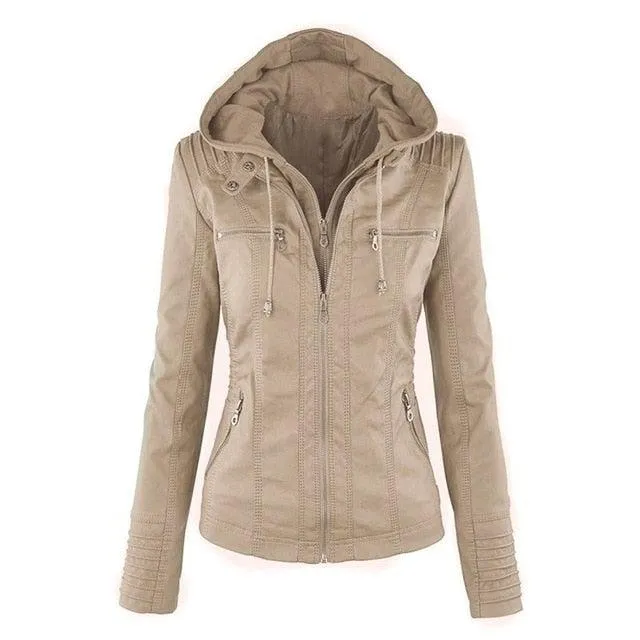 Shenandoah Womens Real Leather Hooded Jacket