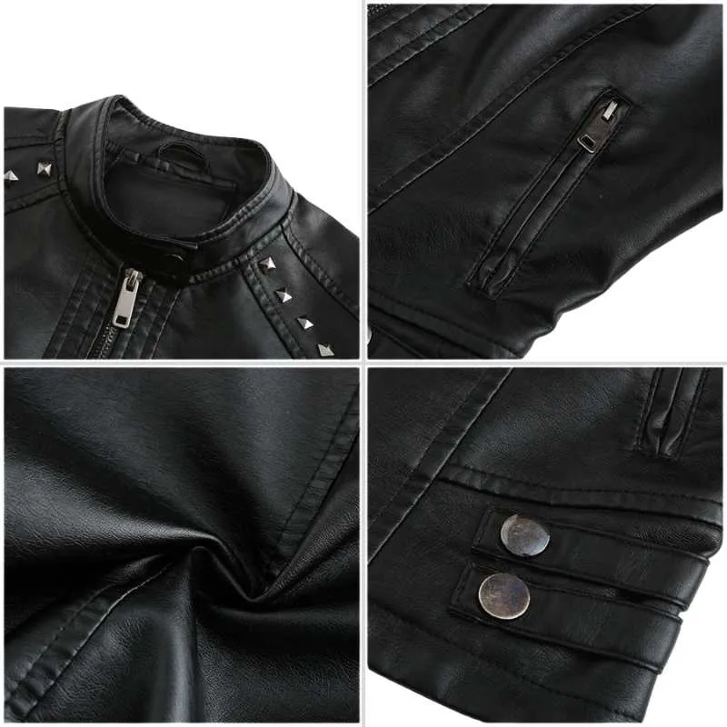 Studded Faux Leather Black Jacket