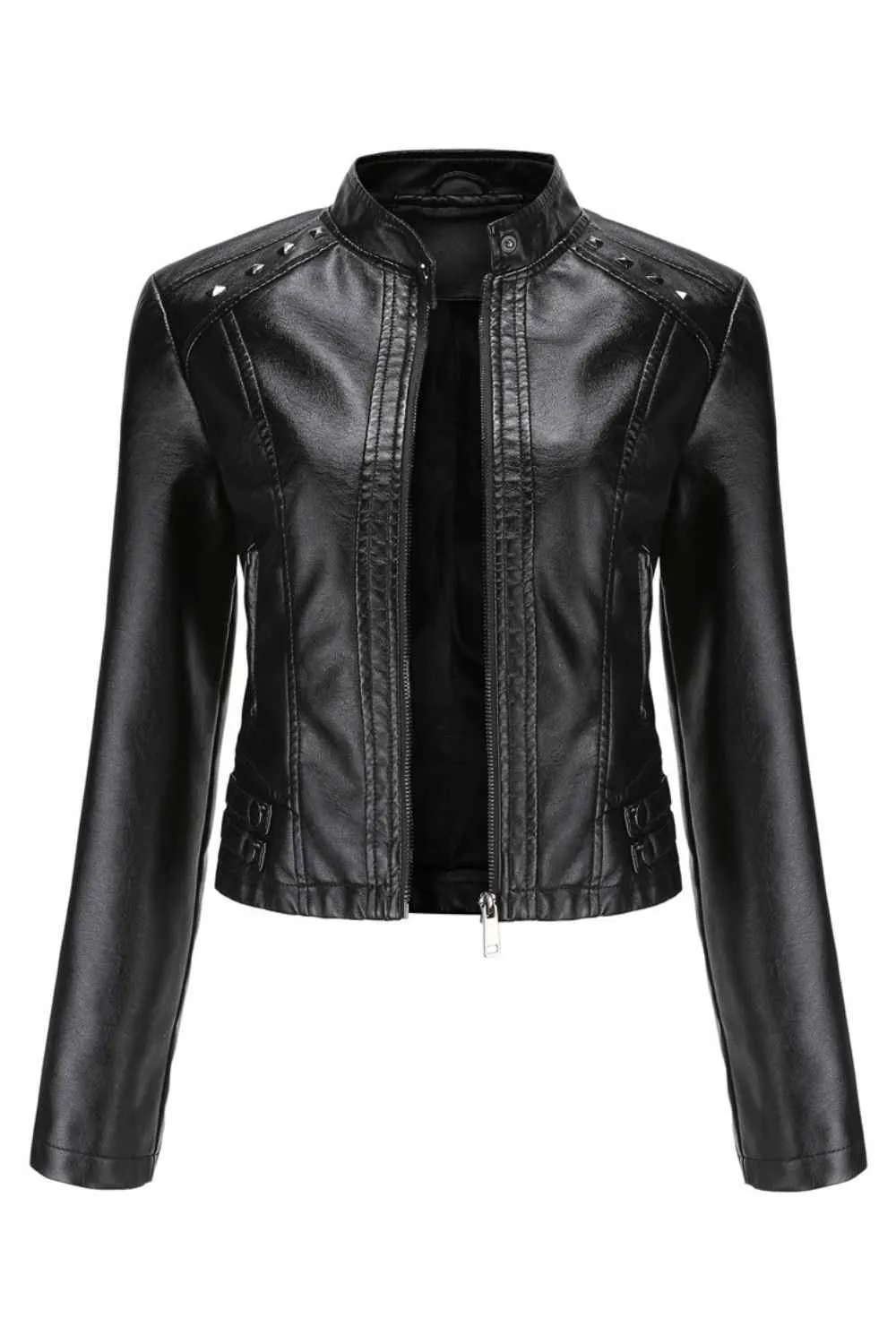 Studded Faux Leather Black Jacket