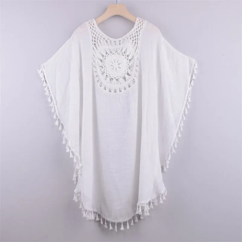 Summer Women Bikini Crochet Tunics Fringe Robe Cover-ups