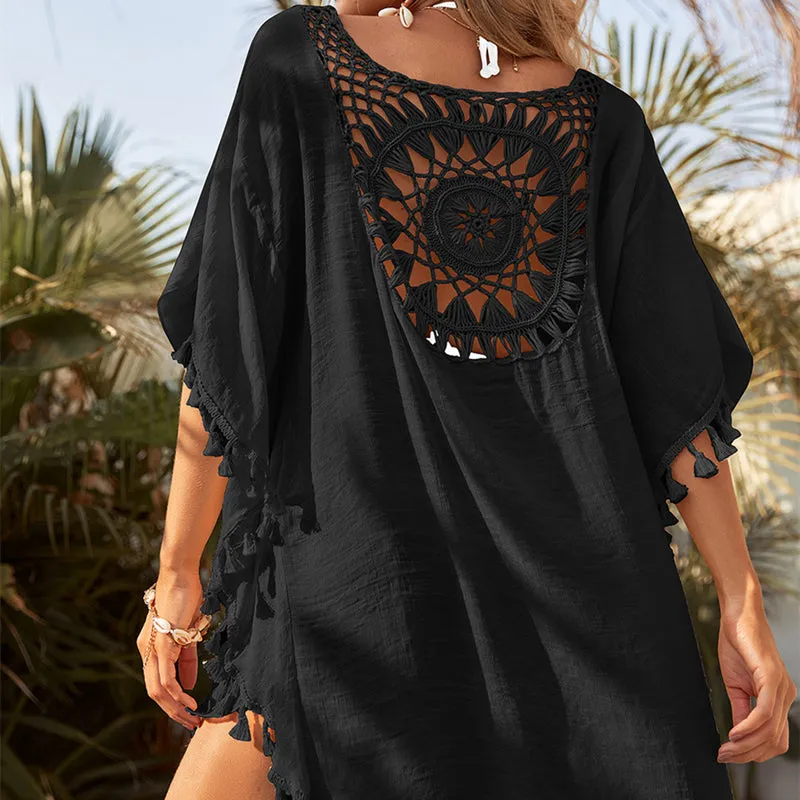 Summer Women Bikini Crochet Tunics Fringe Robe Cover-ups