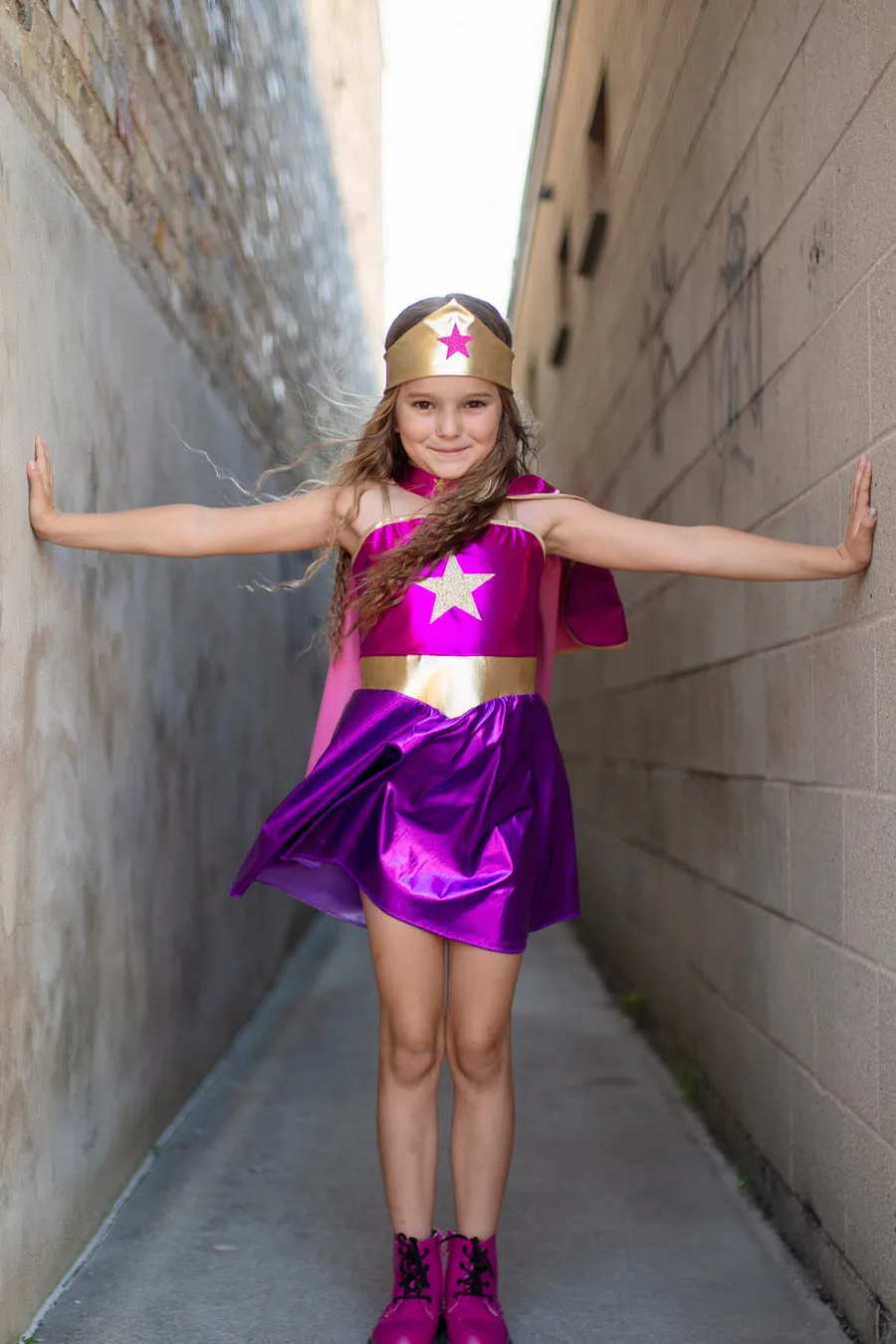 Superhero Star Dress, Cape & Headband