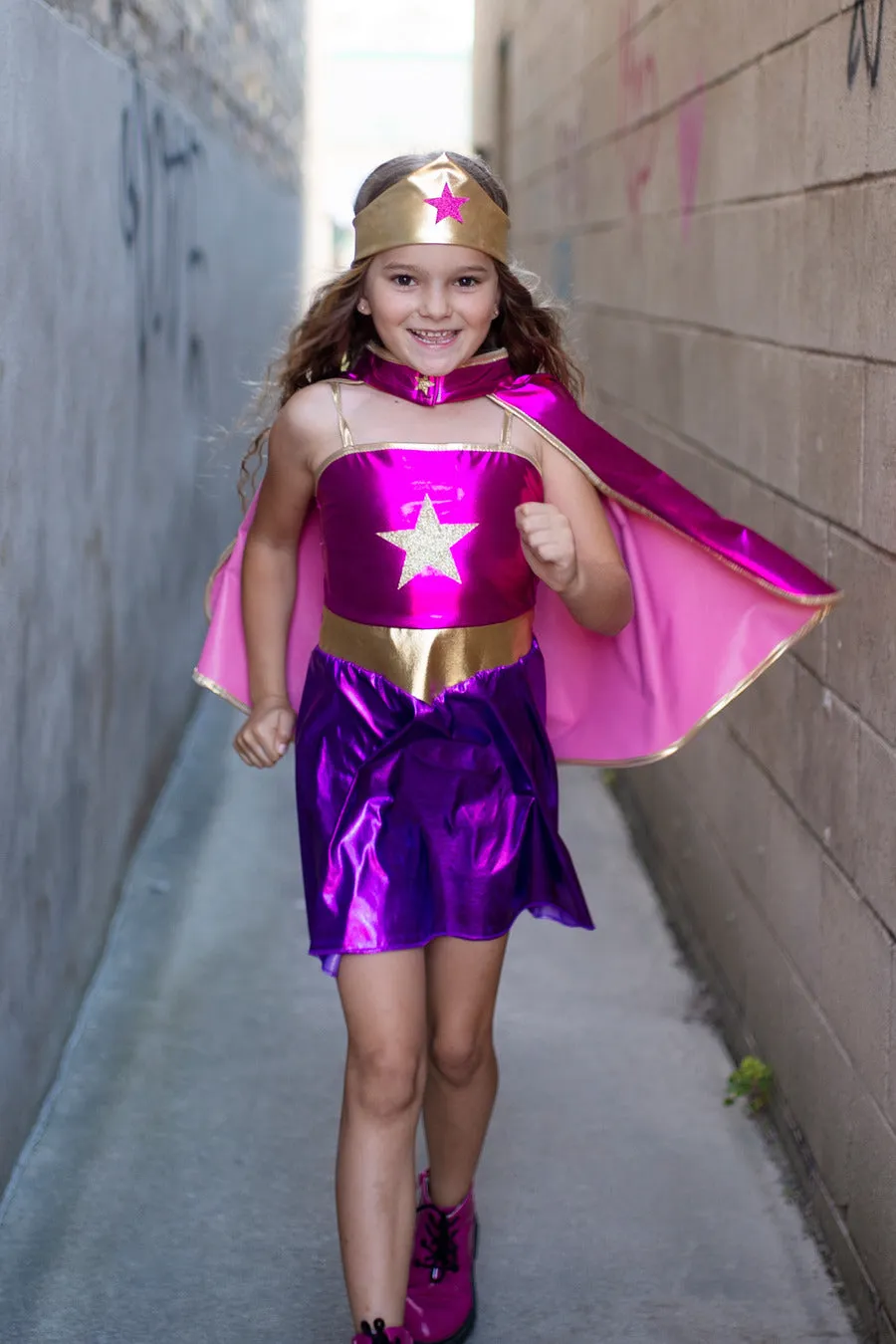 Superhero Star Dress, Cape & Headband