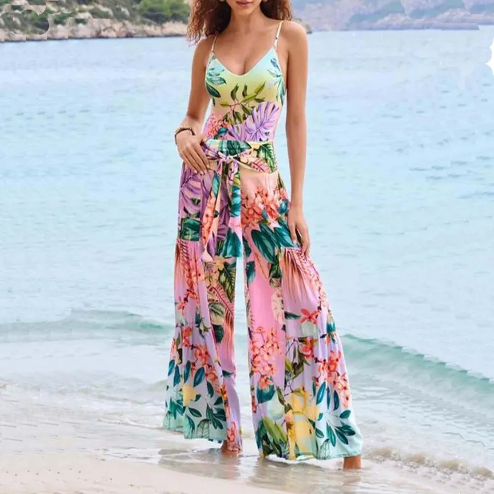 Tropical Sunrise One Piece Swimsuit Matching Pants