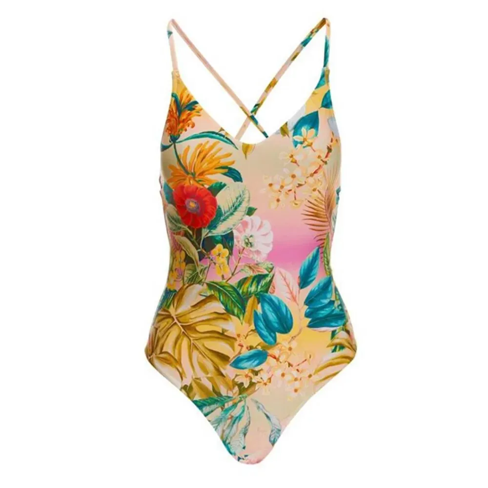 Tropical Sunrise One Piece Swimsuit Matching Pants