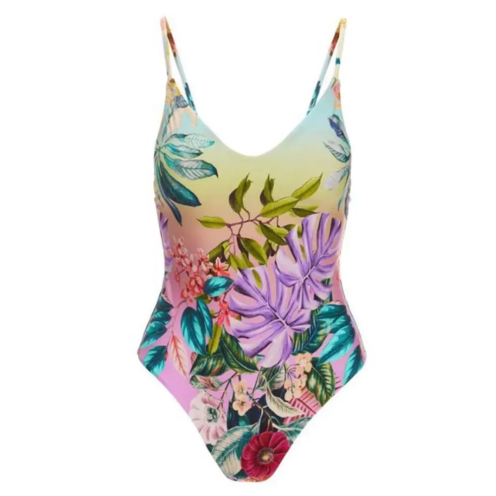 Tropical Sunrise One Piece Swimsuit Matching Pants