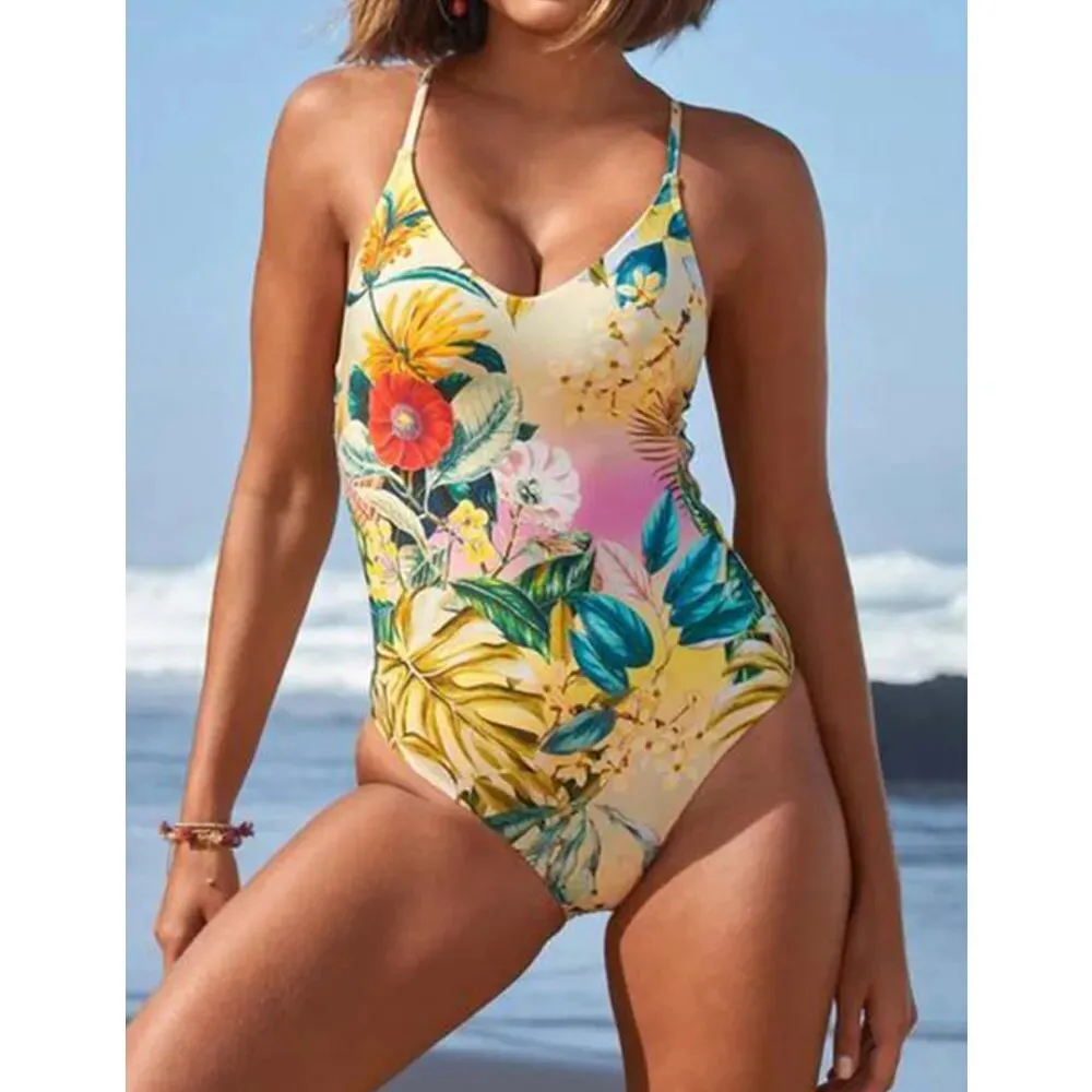 Tropical Sunrise One Piece Swimsuit Matching Pants