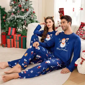 Two Pieces Christmas Santa Claus Pattern Couple Pajama Set