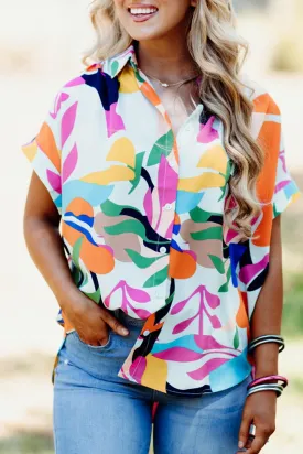 Whitney Leafy Multicolor Abstract Blouse