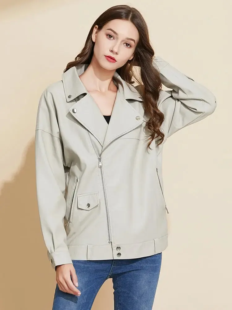 Women Faux Leather Short Jacket