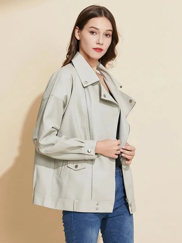 Women Faux Leather Short Jacket