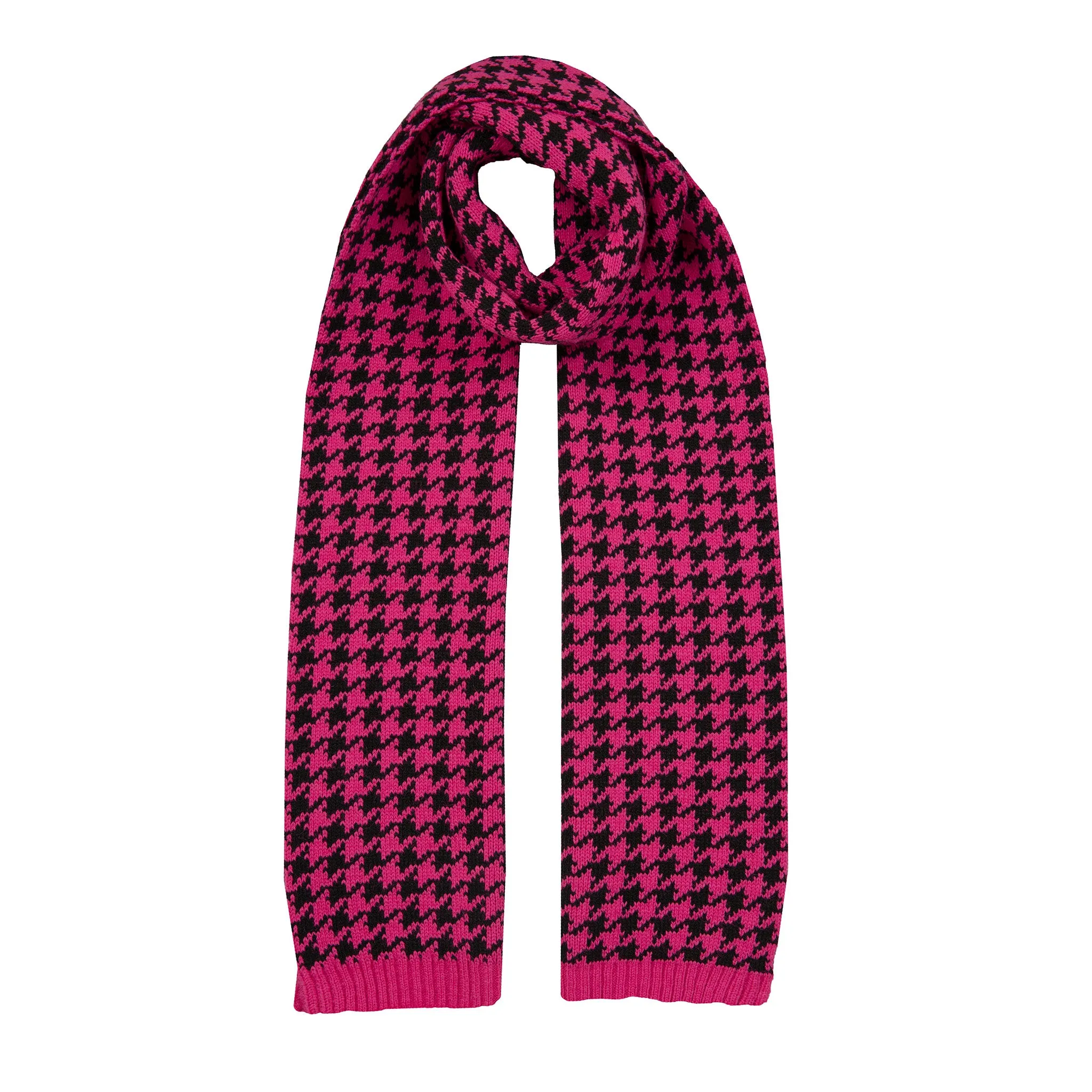 Women’s Jacquard Knitted Scarf with Dogtooth Pattern