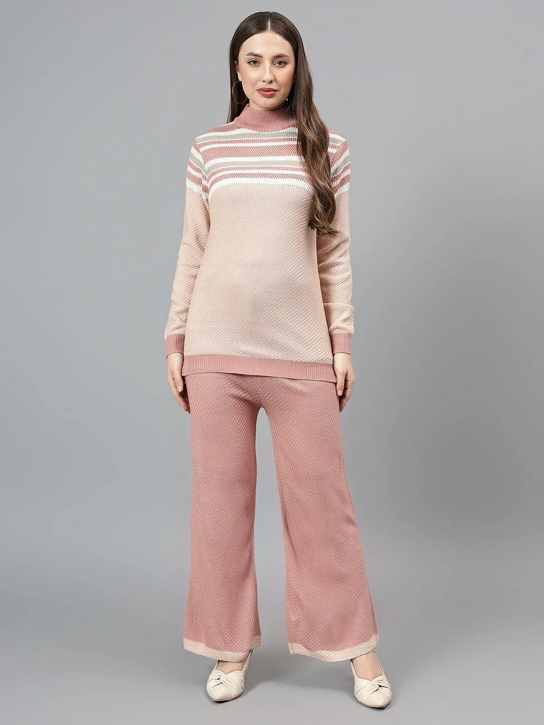 Women's Pink Striped Co-Ord Set