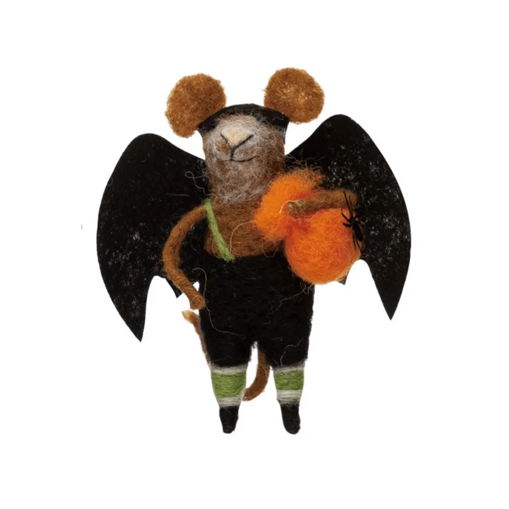 Wool Felt Halloween Mouse - 6"