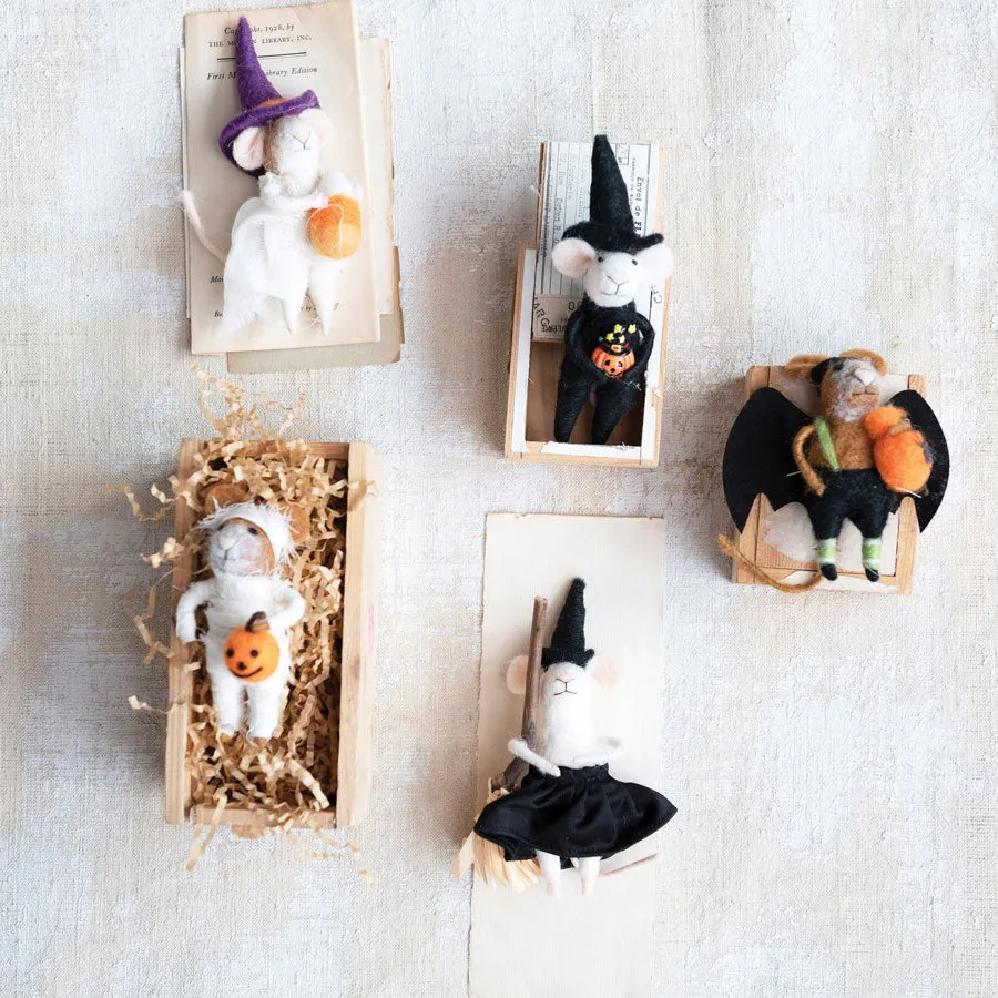 Wool Felt Halloween Mouse - 6"