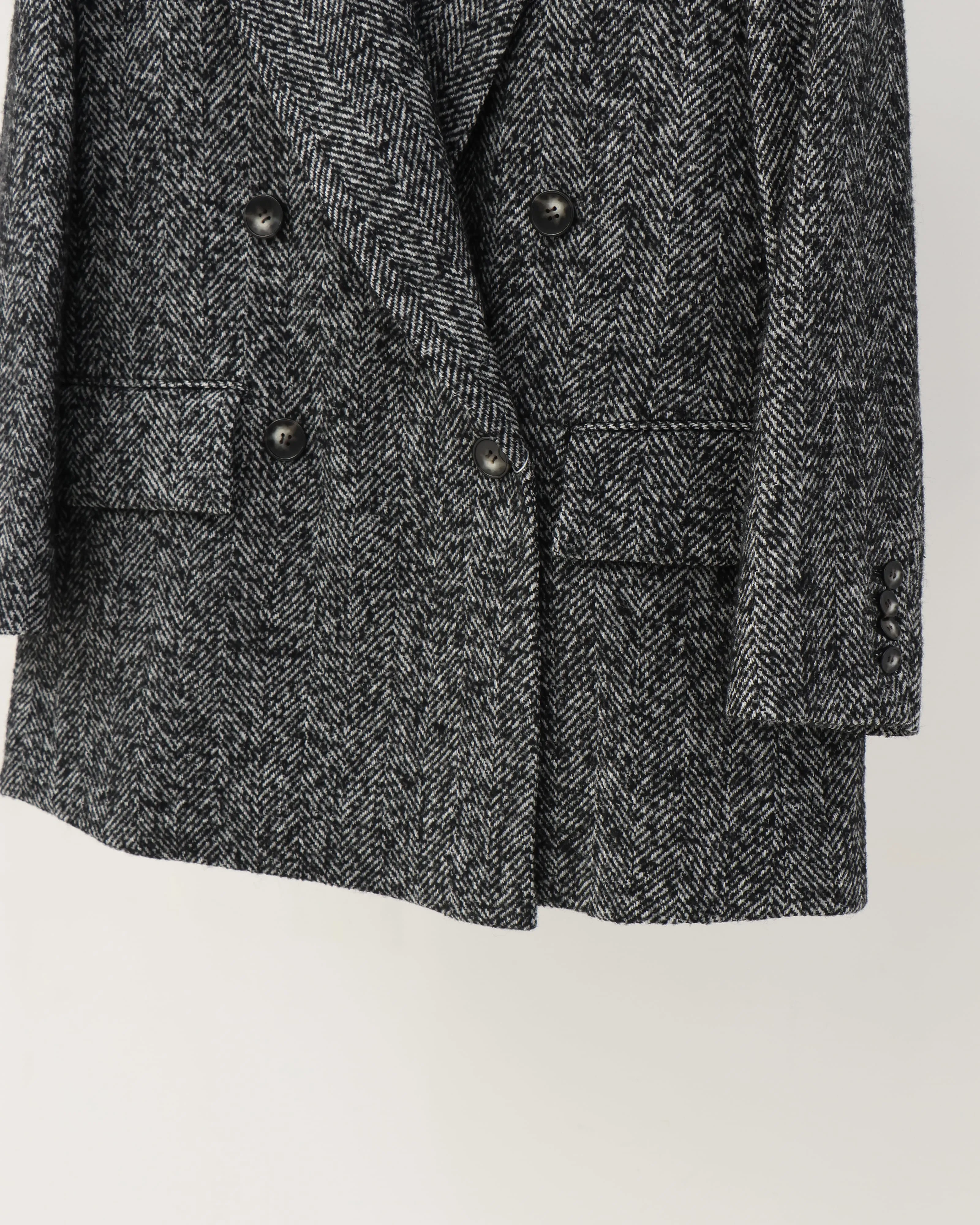 WOOL SOLK HERRINGBONE COAT